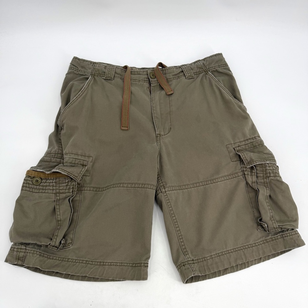 VTG NOBO Cargo Shorts No Boundaries Green Grunge Skater Baggy DISTRESSED READ
